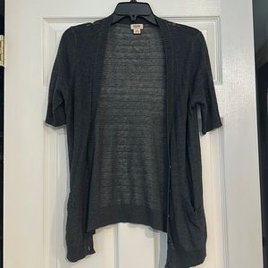Mossimo Supply Co. Charcoal Gray Open Front Short Sleeve Cardigan